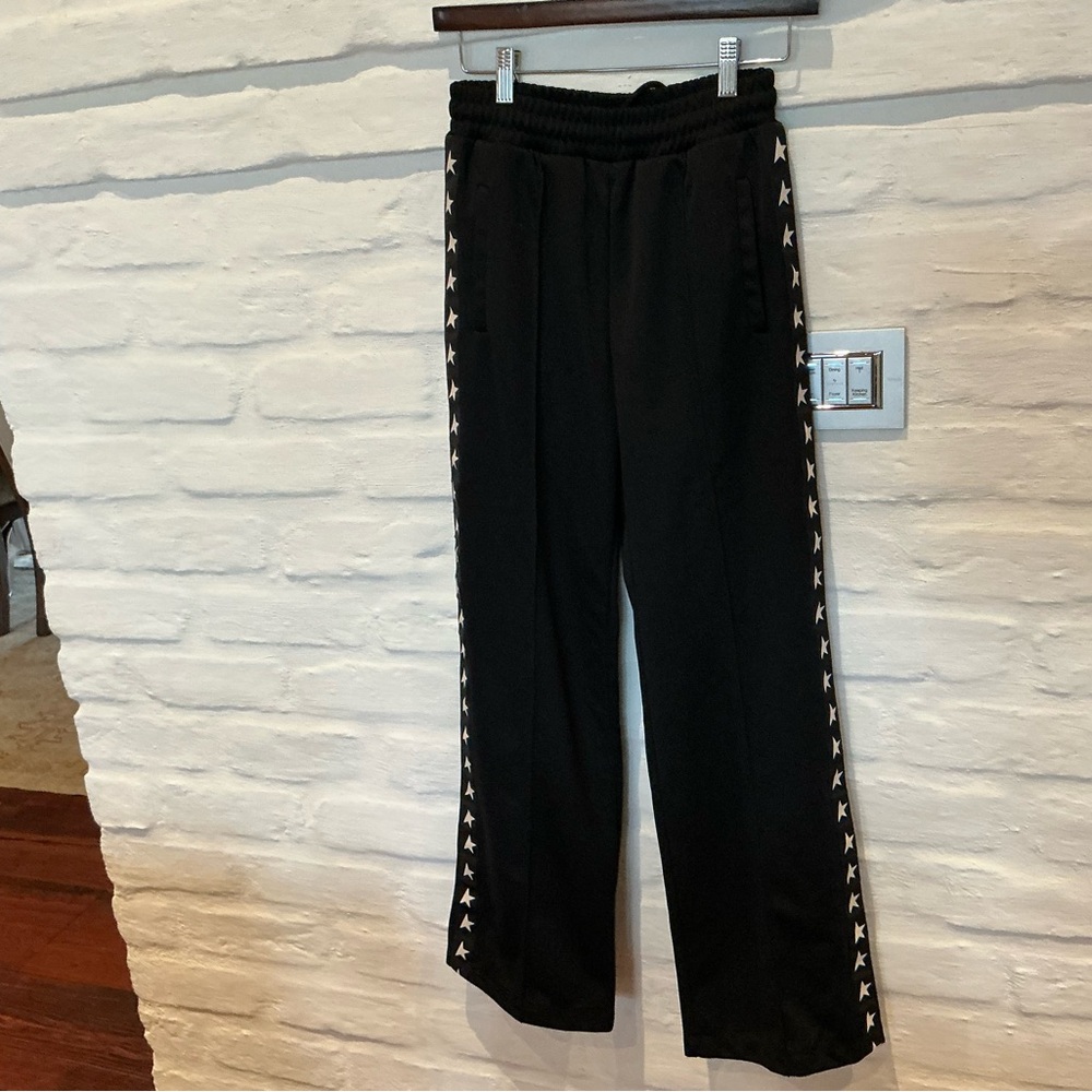Golden Goose Black Track Pants with White Star Accents